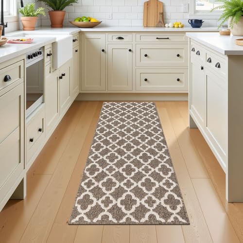 Runner Rug for Hallway 2×5feet Non Slip Kitchen Runners, Brown