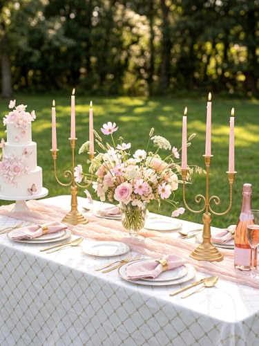 Romadedi Candelabra Gold Candlestick Holders, 15.7 in, Pack of 6