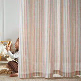 jinchan Linen Curtains for Living Room Candy Striped Curtains 84 inch Length for Baby Girls Kids Room Ticking Stripe Pattern Light Filtering Nursery Drapes Grommet Window Treatments 2 Panels Candy