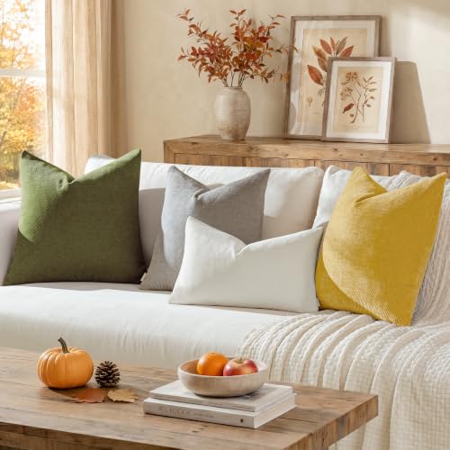 Fall Decorative Throw Pillow Covers Pack of 2,20x12 Inch Mustard Yellow