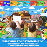 ABC Kids Rug for Playroom 78.7×59 in Noah's Ark Animals Rug Play Mat Alphabet Playmat Shape Color Classroom Carpet Kids Playroom Early Learning Carpet for Preschool Tummy Time
