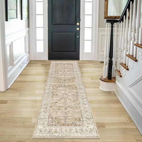 2' x 6' Boho Hallway Runner Rug Non Slip Runners,Cream Tan
