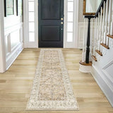 2' x 6' Boho Hallway Runner Rug Non Slip Runners,Cream Tan