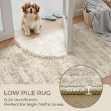 Washable Runner Rugs for Bedroom - 2x6 Runner Rug Non Slip, Ultra-Thin Entryway Runner, Soft Abstract Kitchen Runner for Hallway, Laundry, Bathroom, Indoor Door Mat(2'x6', Brown/Ivory)