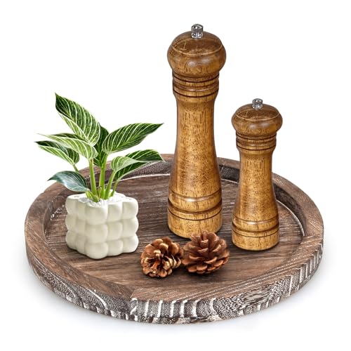 Round Decorative Wooden Serving Trays for Ottoman Coffee Table Tray Decor