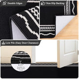 Indoor Door Mat 3x5ft, Absorbent Dog Muddy Paws Mats, Low-Profile Entrance Small Runner Carpet with Non-Slip Rubber Backing, Washable Inside Welcome Mat for Hallway,Entryway,Kitchen(Black)