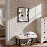 CIRCUMI 18"x24" Brushed Black Mirror with Chunky Box Metal Frame, Bathroom Mirror for Vanity Remodel & New Home, Living Room, Entryway, Rectangular Wall Mirror, Tempered Glass, Vertical or Horizontal