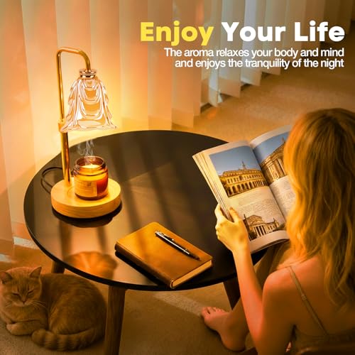 Candle Warmer Lamp with Timer and Dimmer, Electric Wax Warmers for Scented Candles with 5 Brightness Settings, Anti-Glare Lamp with Adjustable Height, Home Decor, Gift for Birthday, Valentines
