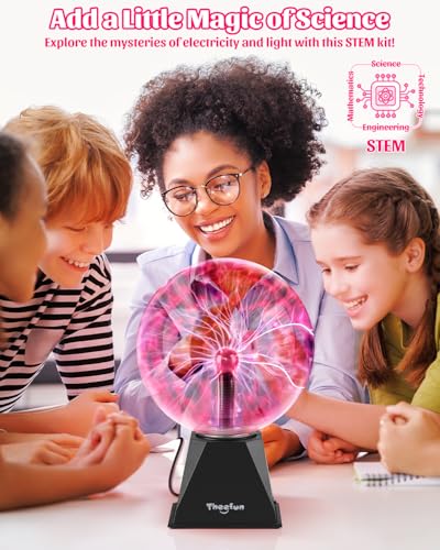 Theefun Plasma Ball: 8 Inch Huge Plasma Globe Birthday Gifts Touch & Sound Sensitive Ball Lamp Electric Lightning Novelty Light for Parties, Home, Prop, Room Decoration