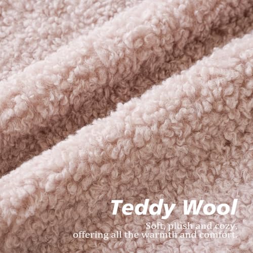 Foindtower Decorative Fuzzy Faux Fur Throw Pillow Covers 22x22 Dusty Rose
