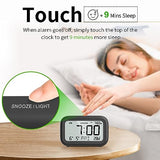 DOOMAY Digital Alarm Clock Bedside - Battery Powered Clock with LCD Display Volume Adjustable Snooze and Weekend Mode for Bedroom Office Desk Travel - Black
