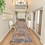 Runner Rug for Hallways Non Slip Washable Boho 2’6”x14 Hallway Low Pile Throw Rugs Vintage Carpet Runners for Entry Way, Kitchen, Laundry Room, Bathroom