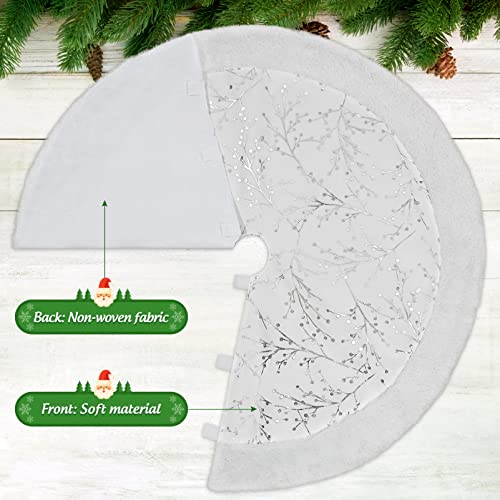 IMIKEYA Tree Skirt: Faux Fur Christmas Tree Skirt Silver Xmas Christmas Tree Mat for Christmas Tree Decorations Holiday Party Xmas Tree Ornaments