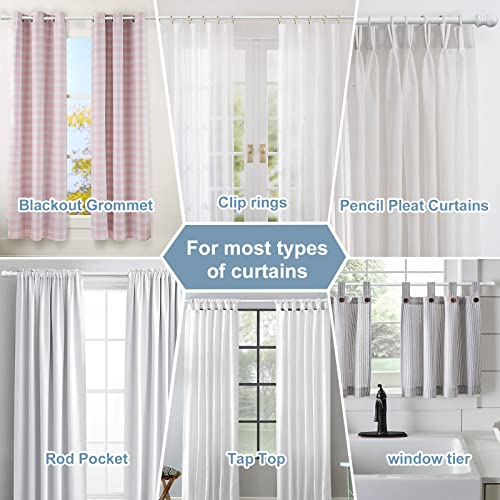 Decorative Curtain Rods for Windows 28 to 48 Inch - 1 Inch Heavy Duty Basic Curtain Rods,Adjustable Drapery Pole with Bracket for Sliding Glass Doors,Kitchen,Farmhouse Bathroom - White