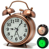 Loud Alarm Clock for Heavy Sleeper, Twin Bell Retro 3'' Silent Non-Ticking Mini Travel Quartz with Backlight, Luminous Dial, Battery Operated Mental Alarm Clock for Home Decoration Bedroom Bedside