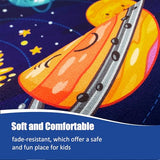 Boshengya Round Space Rug for Kids Room 40x40'' Solar System Circle Rugs for Bedroom Kids Rugs for Playroom Boys Space Planet Theme Rug Living Room Dining Room Decor