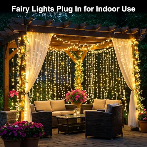 33 FT 100LEDs Christmas Lights Plug in,Outdoor Indoor Connectable Fairy Lights with Timer and 8 Modes,Christmas Tree Lights for Garden Party Wedding Christmas Decoration(Warm White)