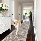 Runners for Hallways Ultra Non-Slip 2x10 Long Runner Rugs Washable Abstract Tear and Stain Resistance No Pile Lightweight Modern Rug Runners for Entryway, Kitchen, Walkway, Entrance, Brown