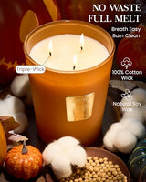M&SENSE Caramel Pumpkin Latte Soy Candle, 35oz 3-Wick, Fall Festive Harvest