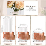 ComSaf Glass Cylinder Vases Pack of 12, Clear Ribbed Bud Vases for Centerpieces Weeding Decoration, 4 inch 6 Inch 10 Inch Tall Clear Flower Vases in Bulk, Hurricane Candle Holder for Party Home Decor