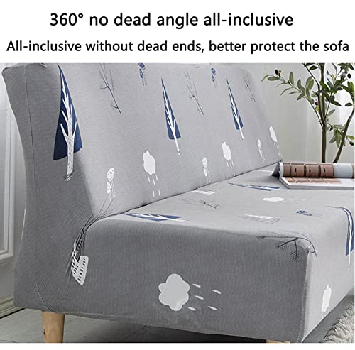 YOPOIY Stylish Printed Futon Cover Premium Polyester Fabric Futon Slipcover Removable Armless Sofa Cover Lightweight Furniture Cover for Pets, Kids -1-140-160cm