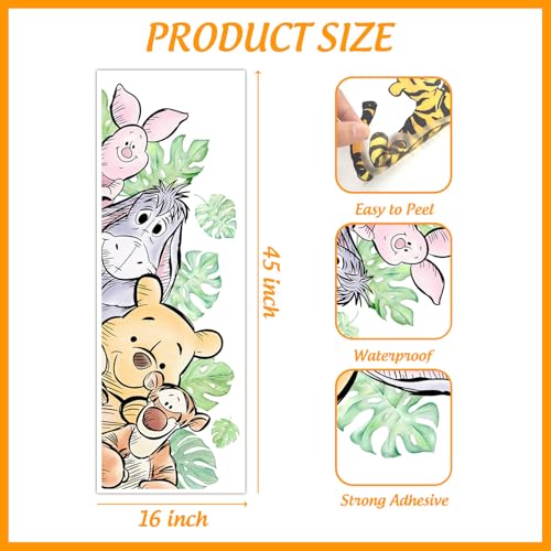 Winnie Wall Stickers for Kids, Winnie Character Wall Stickers, The Pooh Party Decorations, Winnie Removable Stickers for Baby Kids Nursery Children Room Bedroom Living Room Playroom Wall Decoration