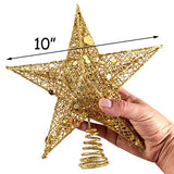 10” Christmas Tree Topper Star Christmas Tree Decoration Indoor Party Home Decoration (Gold)