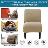 JIAN YA NA Armless Accent Chair Cover, Stretch Armless Chair Slipcover Spandex Armless Chair Covers Slipper Chair Slipcover Furniture Protector Covers for Living Room Bedroom(Knitted, Camel)