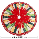 Multiwins Christmas Tree Skirt 48 Inch, Red Christmas Tree Skirt with Christmas Tree and Star Design, Thick Flannel Fabric, Xmas Tree Skirt for Holiday Decorations