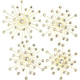 Blulu 4 Pcs Metal Wall Decor Bling Crystal Wall Art Cast Iron Rhinestones Sunburst Decor Starburst Art Hanging Diamond Accents Home Decorative for Living Room Bedroom Entryway(Gold)
