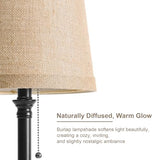 19.5" Small Table Lamp for Bedroom - Bedside Lamps for Nightstand, Black Table Lamp for Living Room with Fabric Shade, Desk Reading Lamp for Kids Room Living Room Office Dorm