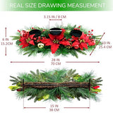 YULETIME 28" Christmas Triple Candelabrum, Poinsettia, Baubles, Red Berries