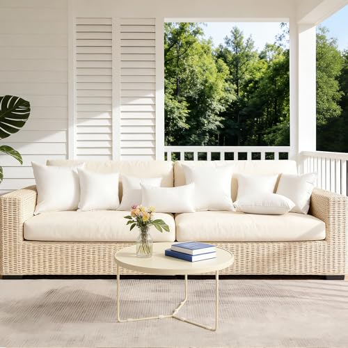 Oubonun 12x20 Outdoor Pillow Inserts (Pack of 2) - Square Waterproof Throw Pillow - Decorative Throw Pillows Insert for Couch Sofa Bed Patio Furniture - White Pillows