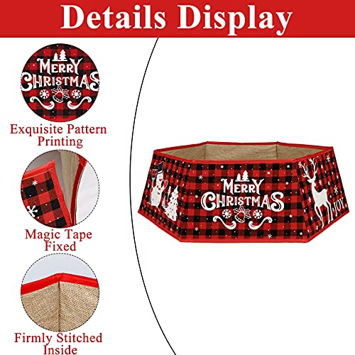 OurWarm Christmas Tree Collar Buffalo Plaid Christmas Tree Ring, Hexagon Fabric Collapsible Tree Skirt with 6 Patterns for Christmas Xmas Holiday Tree Decorations