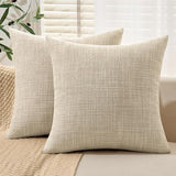 MIULEE Burlap Linen Throw Pillow Covers 20x20 Inch Set of 2 Beige