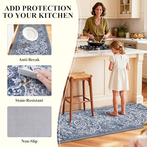 Kitchen Rugs Set 3 Piece, Non Slip Washable Kitchen Mats for Floor
