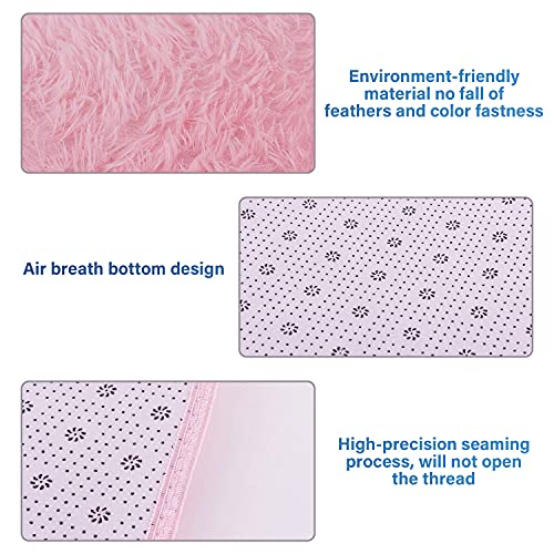Hexagon Rug Pad Mat for Kids Playhouse Play Tent Soft Coral Pink