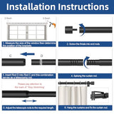 Alskarhem Black Curtain Rods for Windows 32 to 90 Inch,5/8 Inch Small Curtain Rod Set With Brackets