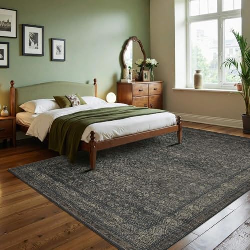 6x9 Washable Area Rug for Living Room, Moss Brown