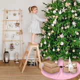 Skylety 48 Inch Valentine's Day Tree Skirt Ruffle Tulle Sequin Round Glitter Double Layers Skirt for New Year Wedding Anniversary Birthday Party Indoor Decoration (Pink)