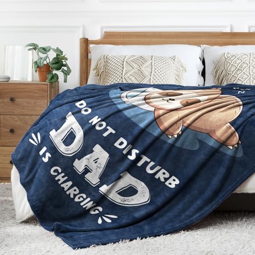 Funny Gifts for Dads, Dad is Charging Sloth Blanket, Birthday Gift for Dads from Daughter or Son, Daddy Gitt for Fathers Day, Soft Sloth Blanket for Father 60" x 80"