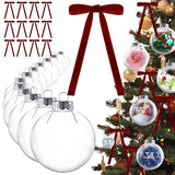 3.15 inch Christmas Balls with Velvet Bows,Clear Plastic Ornament Balls,DIY Fillable Ornaments Clear Ornaments for Crafts Fillable (12PCS)
