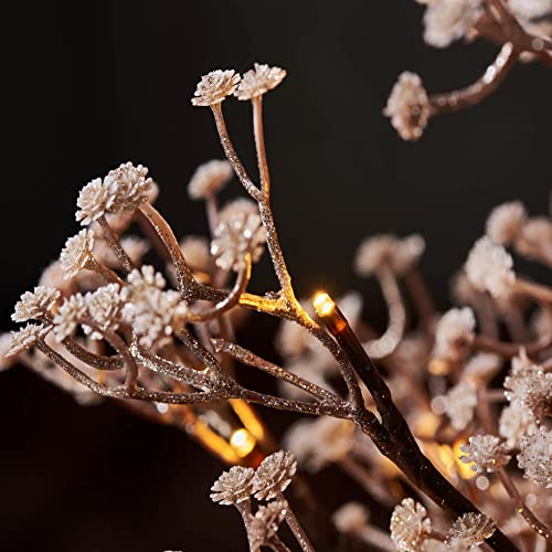 Hairui Artificial Baby Breath Flowers Tree with Lights 5FT 126LED,Prelit Lighted Gypsophila twig Tree for Wedding Party Christmas Holiday Decoration Indoor Outdoor Use