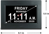 TMC 7 Inch Digital Clock with Day and Date for Elderly - 12 Alarm Options, Auto-Dim, Age Seniors,Elderly, Alzheimer