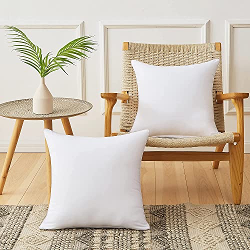 Qeils 24 x 24 Soft Polyester Cover Pillow Inserts Set of 2 - White Rectangle Square Decorative Pillow Inserts for Couch & Sofa