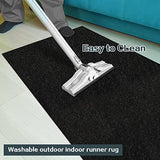 Heyroll Custom Size Hallway Runner Rug, Backed Non-Slip Waterproof, Washable Outdoor Indoor Carpet for Floor, Entryway, Kitchen, Laundry, Balcony, Garage 2' x 6', Black