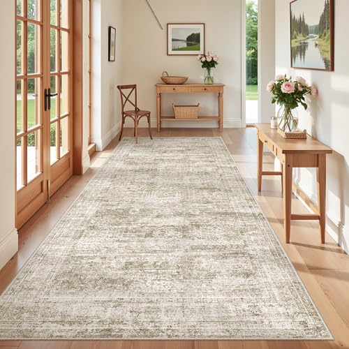 4x8 Rug Non Slip,Washable Hallway Runner Rug,Brown