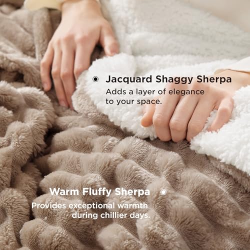 Bedsure Sherpa Throw Blanket for Couch - Super Soft, Comfort Cozy Fleece Thick Warm Blanket for Women, GentleSoft Plush & Fluffy Spring Throw Gift for Women, Room Decor, Mocha Brown, 50x60 Inches