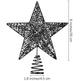 URATOT Glittered Christmas Tree Topper Metal Christmas Treetop Hallow Wire Star Topper for Christmas Home Decoration (8 inches, Black)