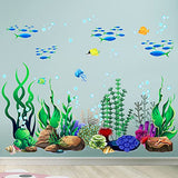 Zonon Under The Sea Wall Decals Coral Reef and Seaweed, Ocean Wall Decals Stickers, Undersea Decor Stickers, Underwater Sea Stickers for Nursery Living Room Office(Classic Style)